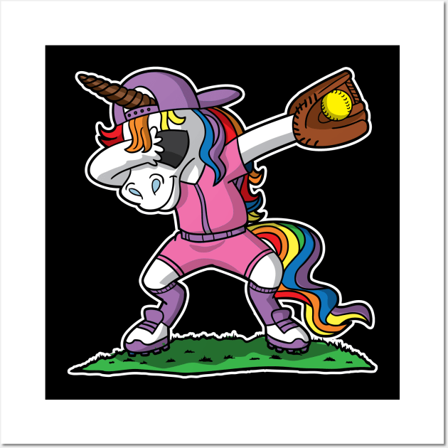 Dabbing Unicorn Softball Wall Art by E